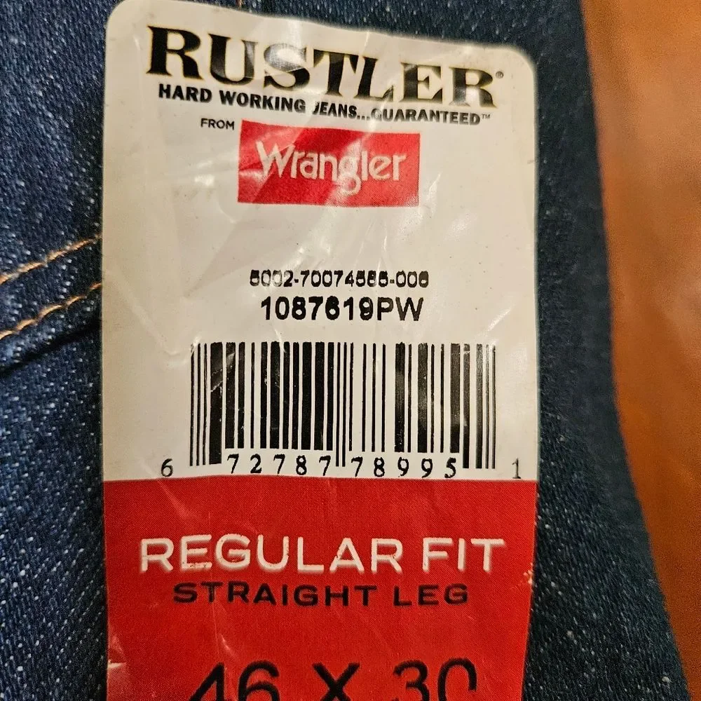 Wrangler Rustler Mens‎ 46x30 Heavyweight Denim Jeans - NWT Straight Leg Workwear